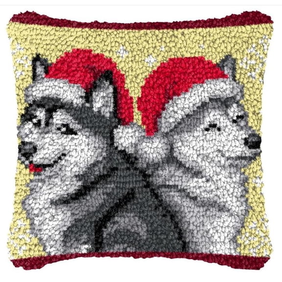 Latch Hook Kits For Adults Wolf Diy Rug Tapestry Kits With Printed Canvas Embroidery Festival S Home Decoration 17Inch X 17Inch