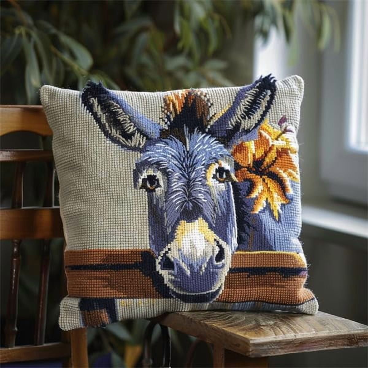 Latch Hook Kits For Kids Adults Cute Donkey Diy Rug Tapestry Kits With Printed Canvas Embroidery Festival S Home Decoration 17Inch X 17Inch