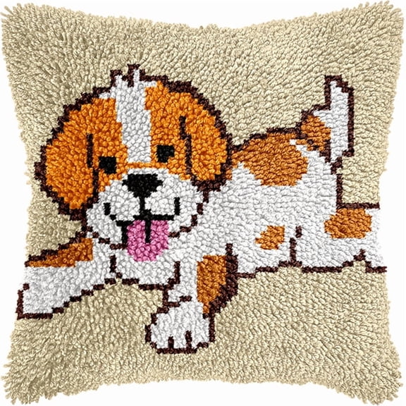 Latch Hook Kits For Kids Adults Dog Lying Down Diy Rug Tapestry Kits With Printed Canvas Embroidery Festival S Home Decoration 17Inch X 17Inch