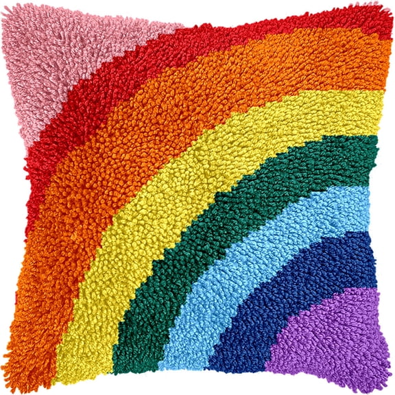 Latch Hook Kits For Kids Adults Rainbow Pattern Diy Rug Tapestry Kits With Printed Canvas Embroidery Festival S Home Decoration 17Inch X 17Inch