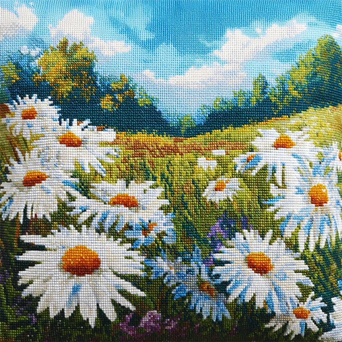 Latch Hook Kits For Kids Adults White Daisy Flowers Diy Rug Tapestry Kits With Printed Canvas Embroidery Festival S Home Decoration 17Inch X 17Inch