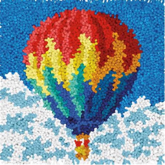 Latch Hook Kits for Kids 12x12in Girl Beginner Classic Beginner Needle Crochet Yarn Kitsfor Kids Ages 6+,Easy to Learn Craft Project DIY Rug (Hot air Balloon)