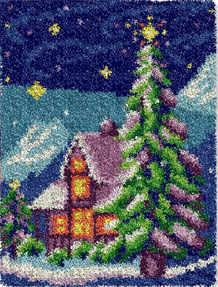 Latch Hook Kits for Kids and Adults Christmas DIY Rug Making Kit for Home Decoration Festival Gifts Crocheting Crafts Carpet,19.7 * 15.0 inches(Christmas Bells)