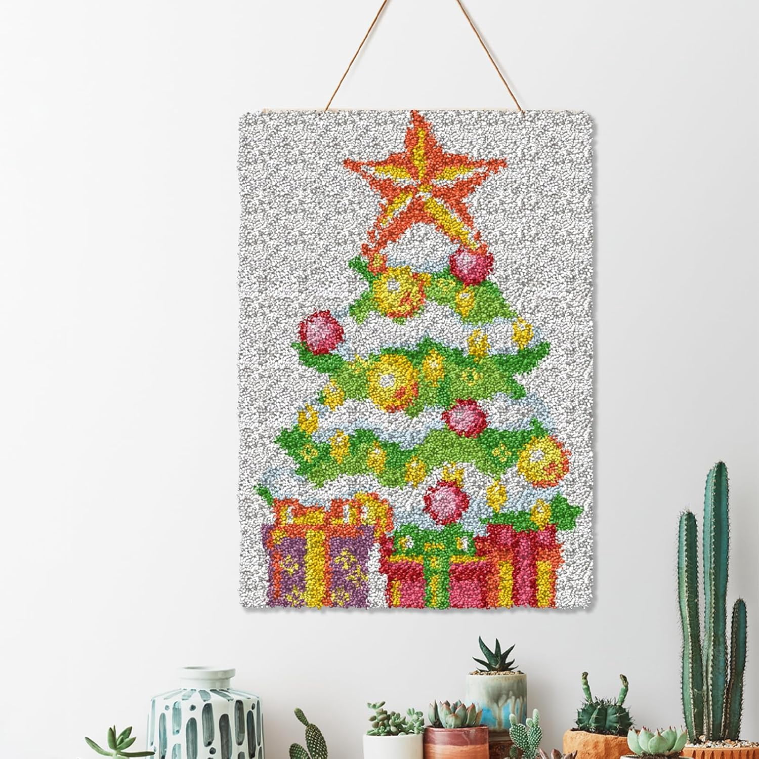 Latch Hook Kits for Kids and Adults Christmas DIY Rug Making Kit for Home Decoration Festival Gifts Crocheting Crafts Carpet,19.7 * 15.0 inches(Christmas Bells)