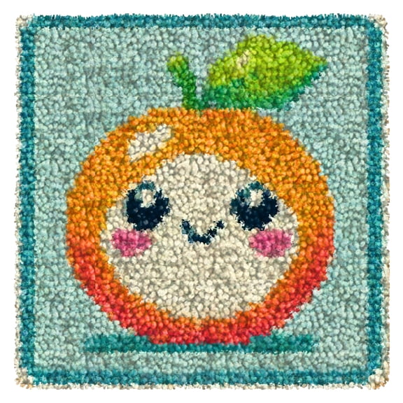 Latch Hook Kits for Kids,DIY Rug Crafts Apple Pattern Color Printed Canvas,Latch Hook Kits for Beginners Handmade Needlework Crafts Home Decoration 11.8x11.8inch