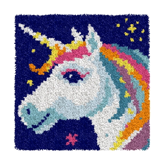 Latch Hook Kits for Kids,DIY Rug Crafts Unicorn Pattern Color Printed Canvas,Latch Hook Kits for Beginners Handmade Needlework Crafts Home Decoration 11.8x11.8inch