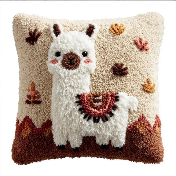 Latch Hook Kits Pillow Alpaca Pillowcase Sewing Making Kits Diy Crochet Yarn Kits Cross Stitch Embroidery Kits For Adults Craft 43X43Cm