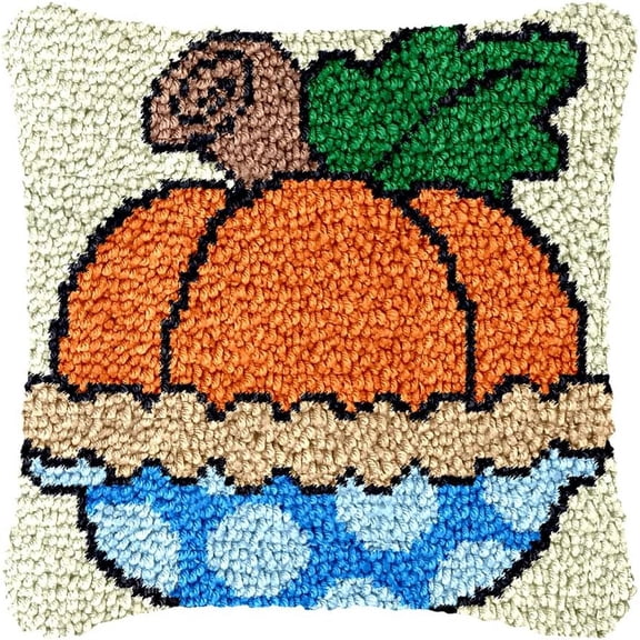 Latch Hook Kits Pillow Apple Crochet Yarn Cushion Colour Canvas Rug Needlework DIY Pillowcase Hook and Latch Kit Christmas Home Arts Crafts Sofa Decoration 43 × 43cm / 16.9 * 16.9
