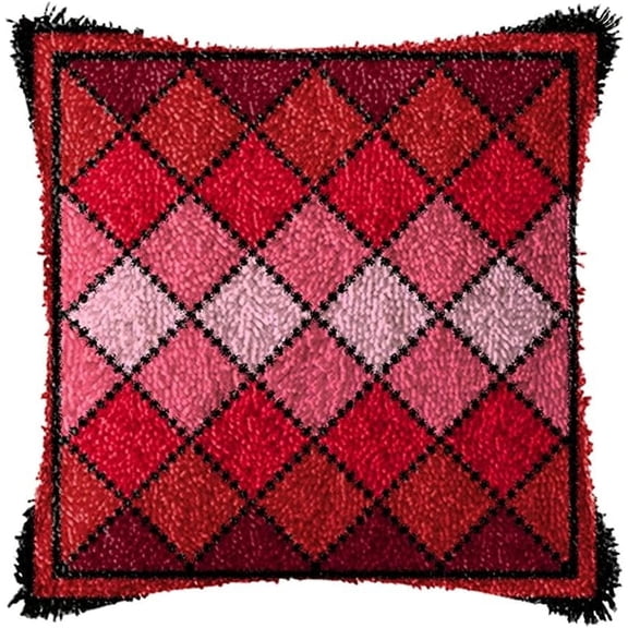 Latch Hook Kits Pillow Black Butterfly Crochet Yarn Cushion Colour Canvas Rug Needlework DIY Pillowcase Hook and Latch Kit Christmas Home Crafts Sofa Decoration 43 × 43cm / 16.9 * 16.9 inches