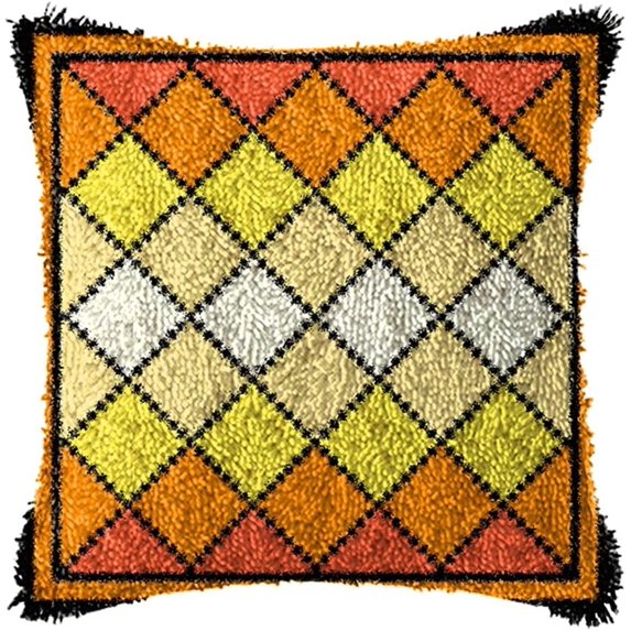 Latch Hook Kits Pillow Black Butterfly Crochet Yarn Cushion Colour Canvas Rug Needlework DIY Pillowcase Hook and Latch Kit Christmas Home Crafts Sofa Decoration 43 × 43cm / 16.9 * 16.9 inches