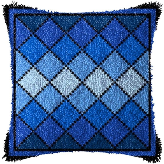 Latch Hook Kits Pillow Black Butterfly Crochet Yarn Cushion Colour Canvas Rug Needlework DIY Pillowcase Hook and Latch Kit Christmas Home Crafts Sofa Decoration 43 × 43cm / 16.9 * 16.9 inches