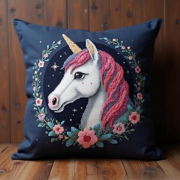 Latch Hook Kits,Rainbow Horse Pillow Diy Rug Crochet Hook Cushion Making Kits With Preprinted Pattern Canvas Handmade Cushion Kit 43X43Cm