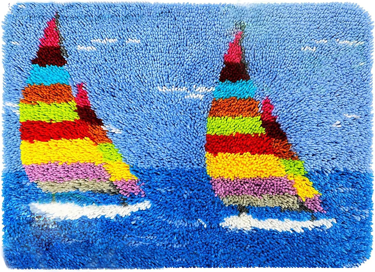 Latch Hook Kits Rug, 3D Pattern Canvas Crochet Needlework Crafts Floor DIY Latch Kits for Adults/Kids(Smooth Sailing, 62*42CM)