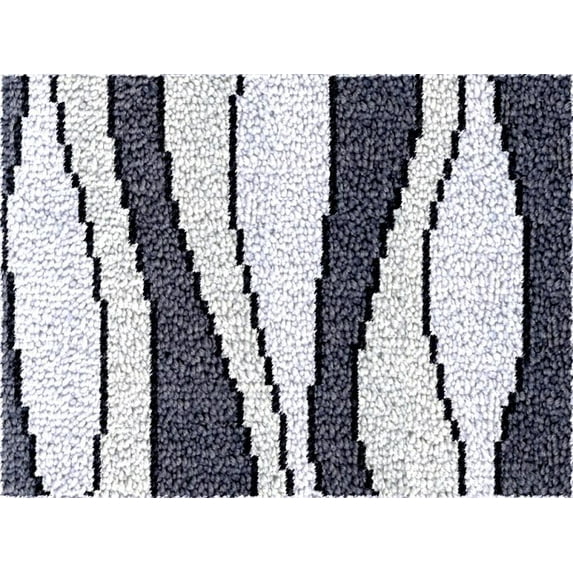 Latch Hook Kits Rug Black & White Texture DIY Cushion Tapestry Making Crochet Hook Mat Making Kits Color Preprinted Pattern Canvas DIY Hooking Needlework Crochet Kits 52x38cm (S11-20)
