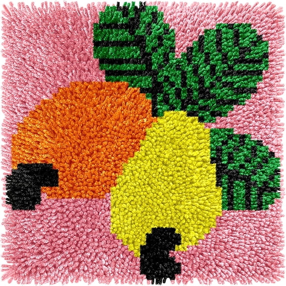 Latch Hook Kits Rug Flower Crochet Yarn Cushion Colour Pre-Printed Canvas Cover Rug Needlework DIY Hook and Latch Kit Home Decoration 30x30cm/12 X12inch ﻿