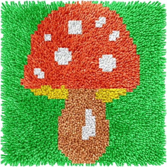 Latch Hook Kits Rug Flower Crochet Yarn Cushion Colour Pre-Printed Canvas Cover Rug Needlework DIY Hook and Latch Kit Home Decoration 30x30cm/12 X12inch ﻿