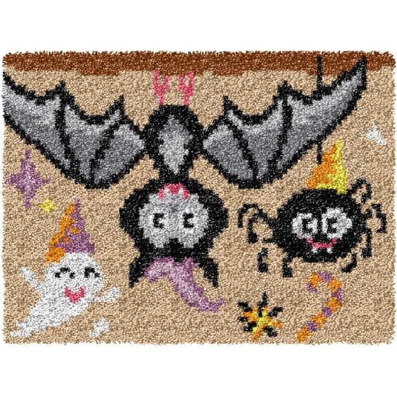 Latch Hook Kits Rug Halloween Crochet Yarn Cushion Colour Canvas Cover Rug Needlework DIY Hook and Latch Kit Home Decoration 50 × 38cm / 19.7 * 15.0 inches