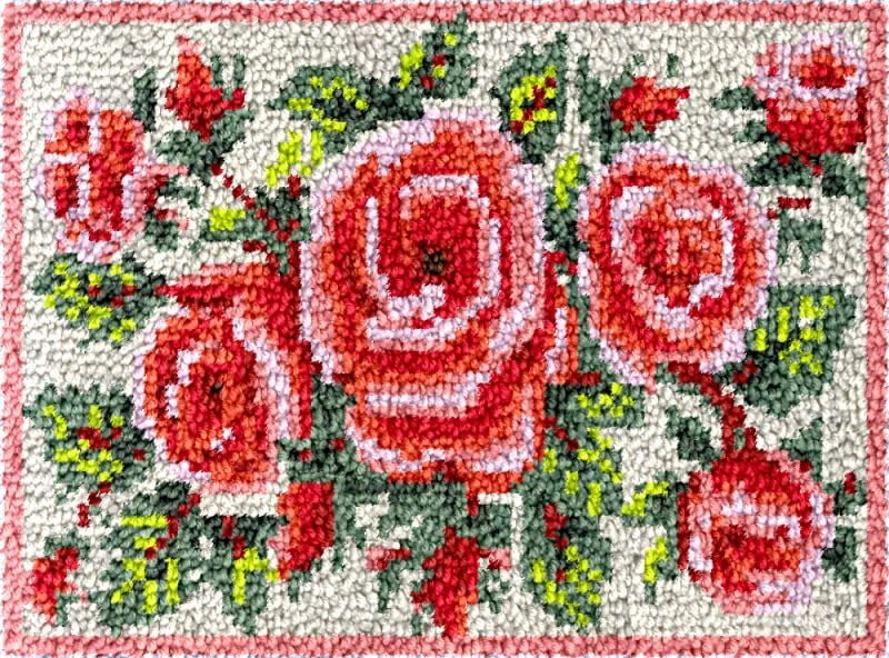 Latch Hook Kits Rug Rose DIY Cushion Tapestry Making Crochet Hook Mat ...