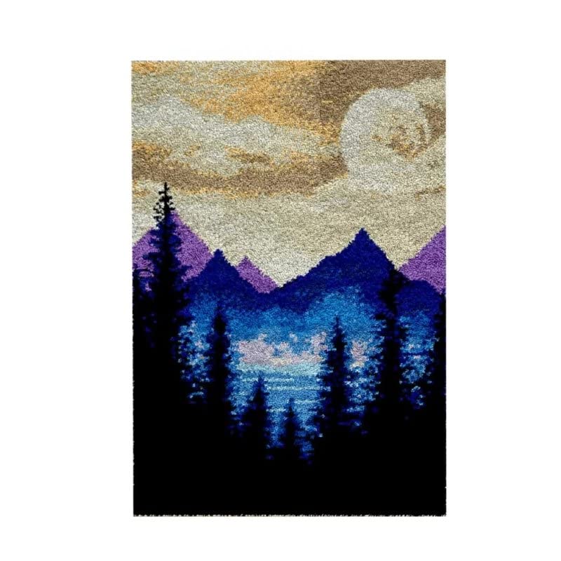 Latch Hook Kits Rugs,Cartoon Door Way DIY Latch Hook Kits Three Horses DIY Tapestry Carpet Rug