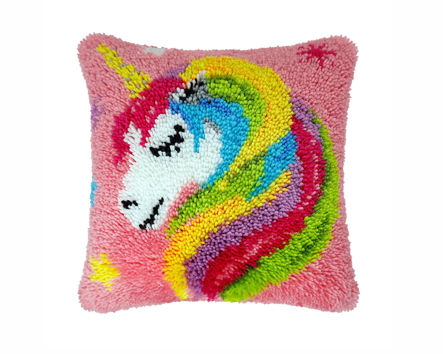 Latch Hook Kits Throw Pillow Cover Unicorn Pattern Printed Crochet