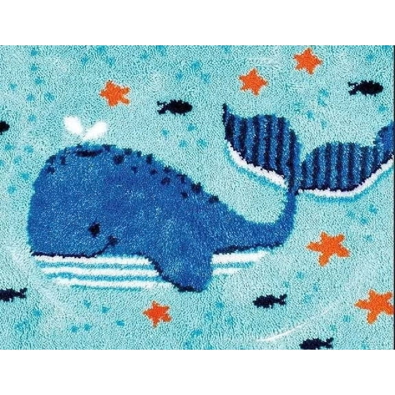 Latch Hook Kits for Adults DIY Latch Hook Rug Kits for Kids, Whale Animal Pattern Crochet Kit for Beginners, Rug Making Kits, Gift Packaging