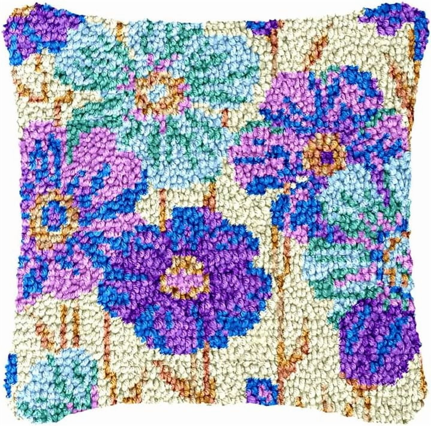 Latch Hook Kits for Adults，Purple Flower | Creativity Gift Embroidery Home Decoration, 43×43cm/17*17in