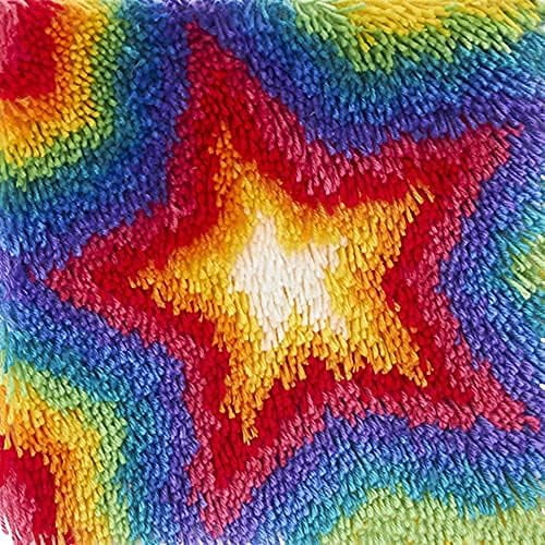 Latch Hook Kits for Kids,Latch Hook Rug Kits for Adults pillow,Creative Craft Home Decor Ideal for Learning Pillow Making(Flower,17*17in)