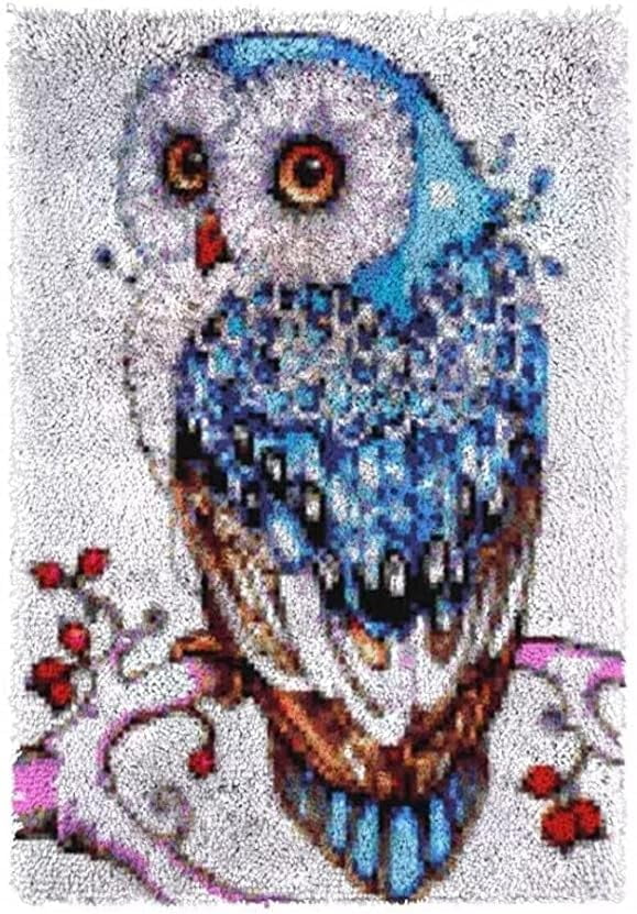 Latch Hook Kits for Kids and Adults, Elegant Owl | Carpet Making Crochet Kits Embroidery Kits Needlework Crafts for Home Decor, 60X42CM