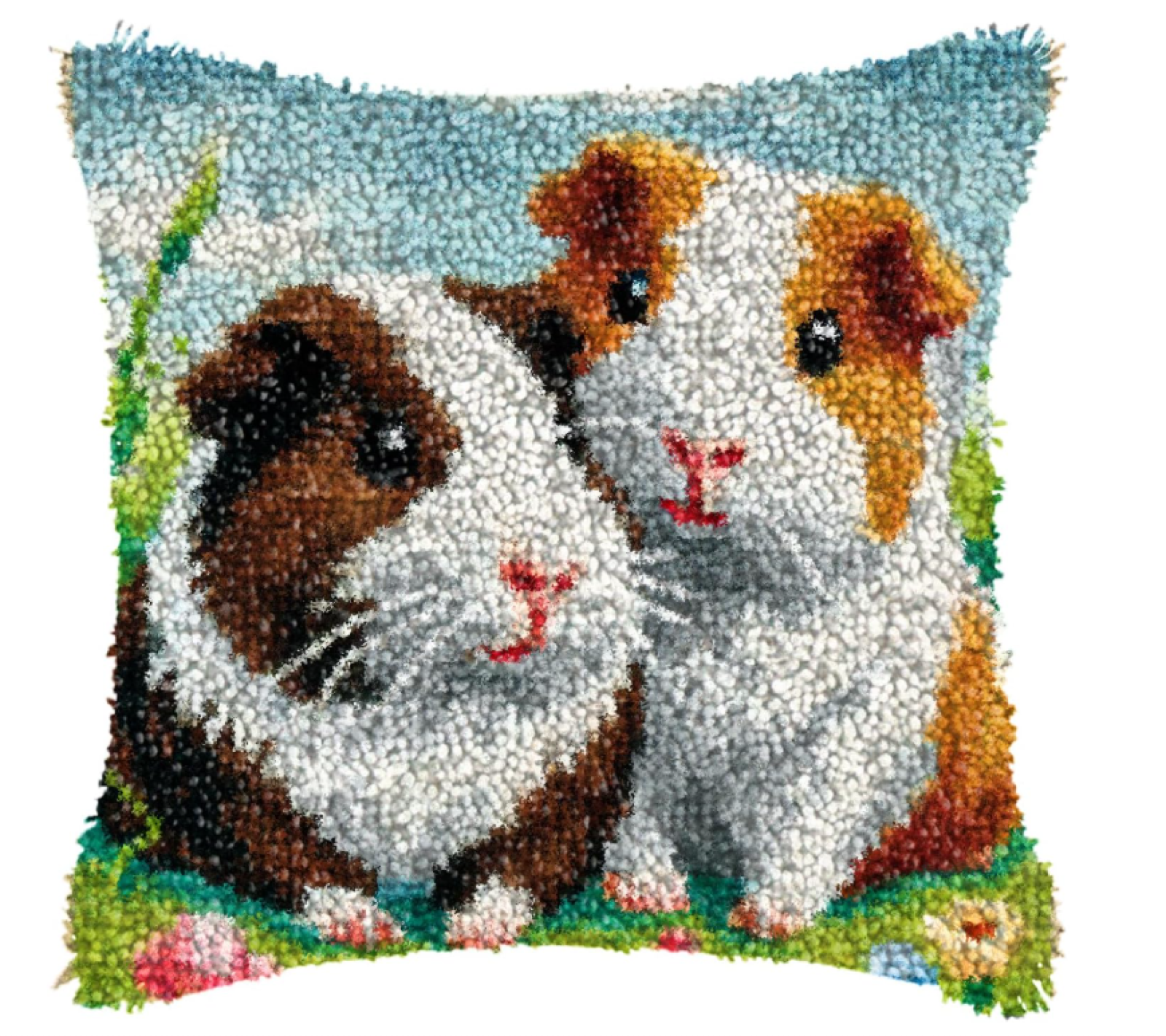 Latch Hook Pillow Case Kits,17X17Inch 3D DIY Latch Hook Cushion Cover Kits Latch Hook Kit,with Latch Hook Tool Latch Hook Kit For Adults And Beginners (Guinea Pig)