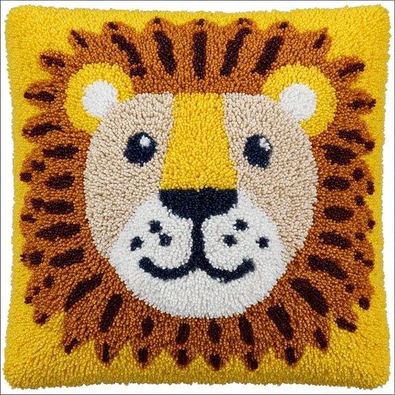 Latch Hook Pillow Case Kits 17x17inch, animal lion Latch Hook Cushion Cover Kits