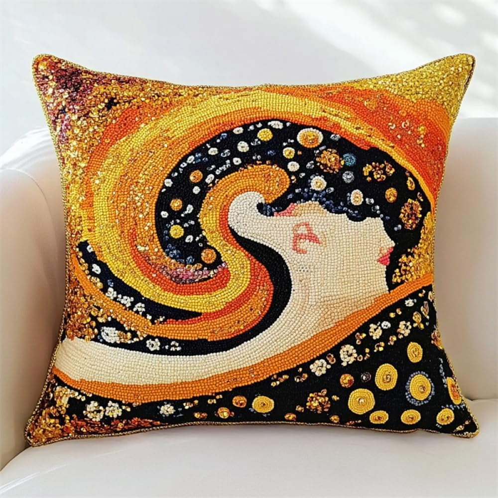 Latch Hook Pillow Case Kits,Abstract Patterns 17X17Inch 3D Diy Latch Hook Cushion Cover Kit,Knitting Kits Cushion For Adults And Beginners Rug Making Kit For Starters