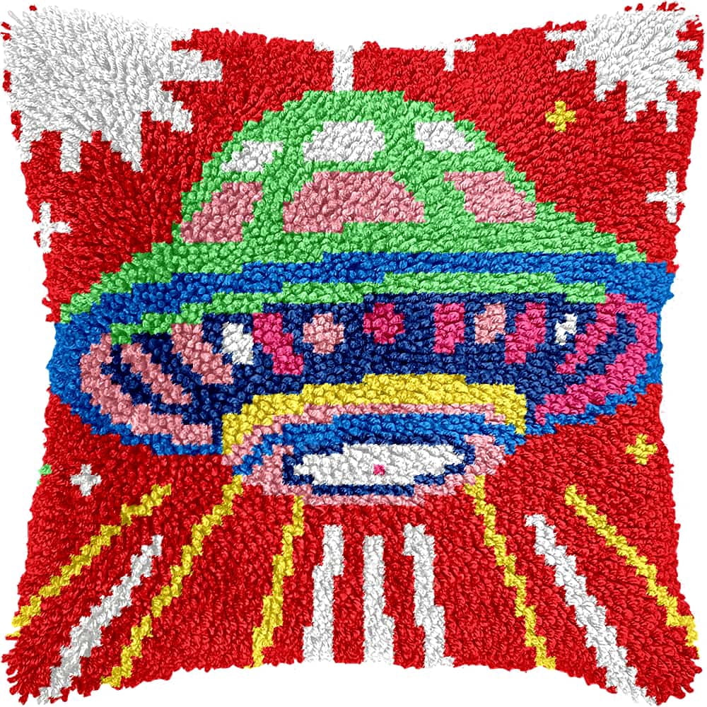 Latch Hook Pillow Case Kits,Cartoon 17X17 Inch Latch Hook Cushion Cover Kit,Knitting Kits Cushion For Adults And Beginners Rug Making Kit For Starters