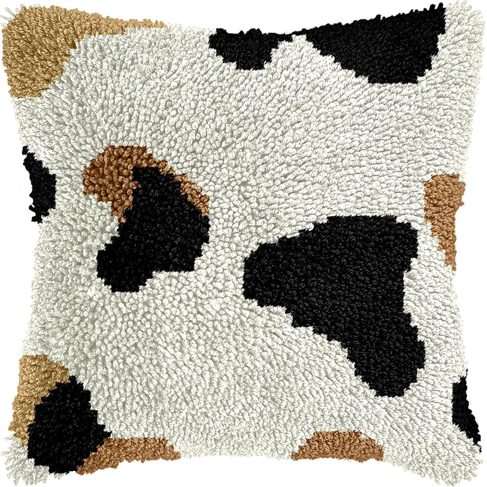 Latch Hook Pillow Case Kits,Cartoon 17X17 Inch Latch Hook Cushion Cover Kit,Knitting Kits Cushion For Adults And Beginners Rug Making Kit For Starters
