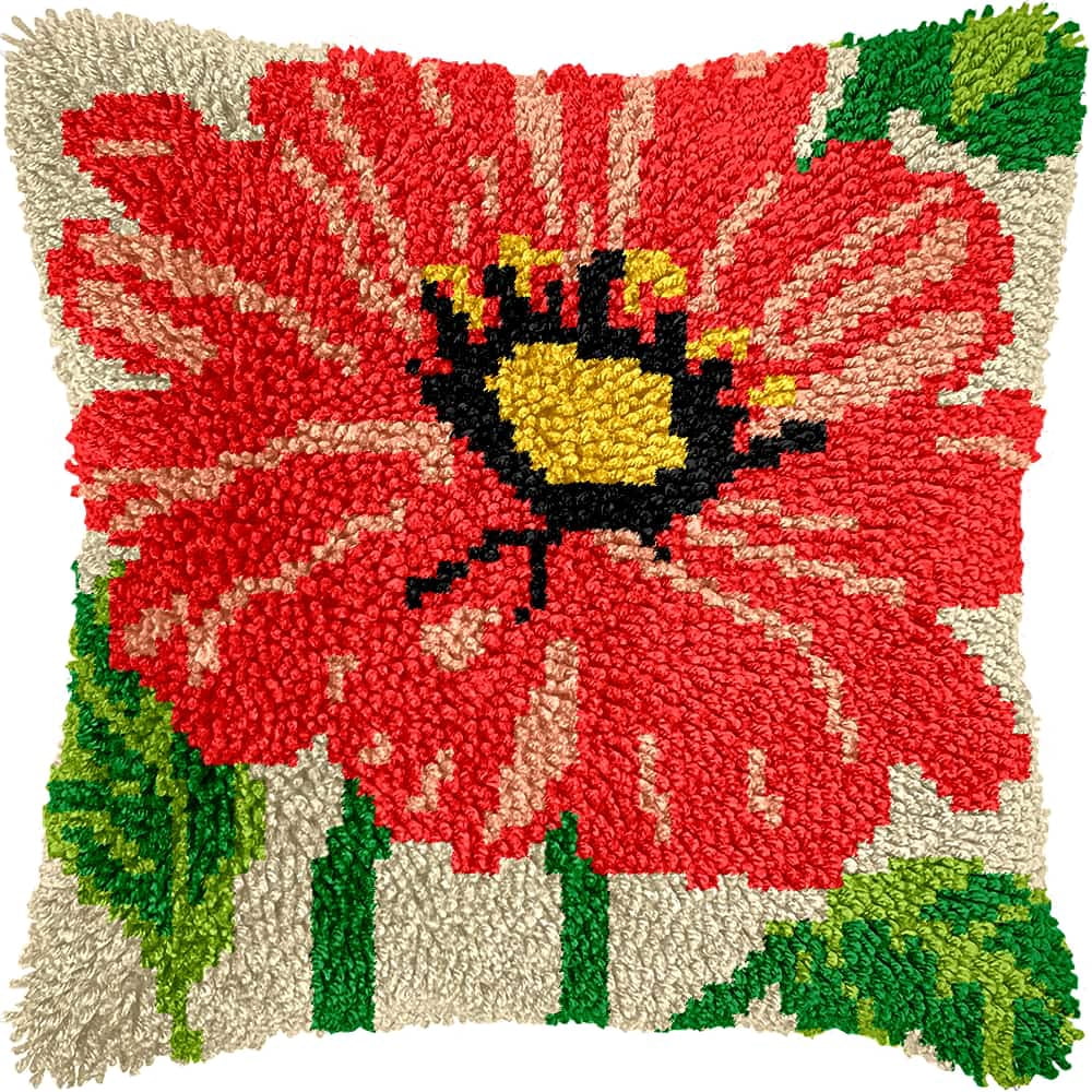 Latch Hook Pillow Case Kits,Flowers 17X17 Inch Latch Hook Cushion Cover Kit,Knitting Kits Cushion For Adults And Beginners Rug Making Kit For Starters