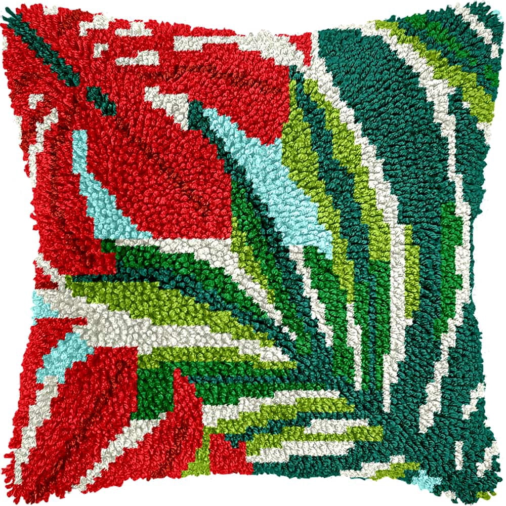 Latch Hook Pillow Case Kits,Leaf 17X17 Inch Latch Hook Cushion Cover Kit,Knitting Kits Cushion For Adults And Beginners Rug Making Kit For Starters