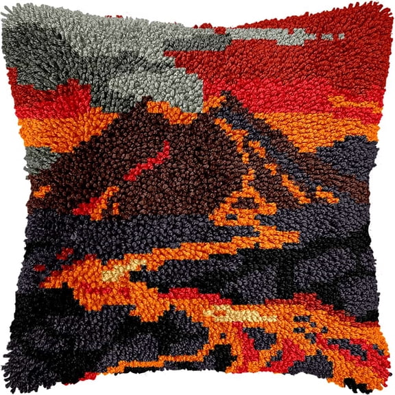 Latch Hook Pillow Case Kits,Mountain Peak 17X17 Inch Latch Hook Cushion Cover Kit,Knitting Kits Cushion For Adults And Beginners Rug Making Kit For Starters
