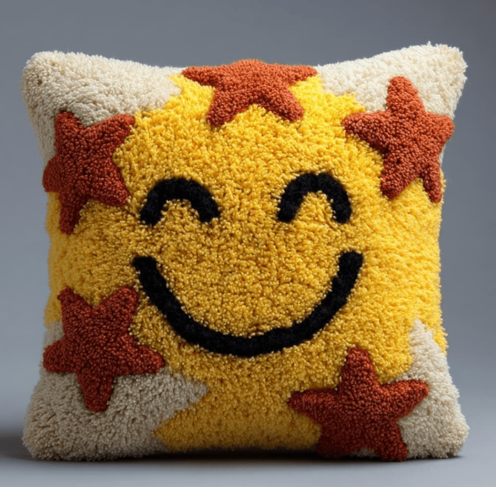 Latch Hook Pillow Case Kits,Smiling 17X17 Inch Latch Hook Cushion Cover Kit,Knitting Kits Cushion For Adults Rug Making Kit For Starters