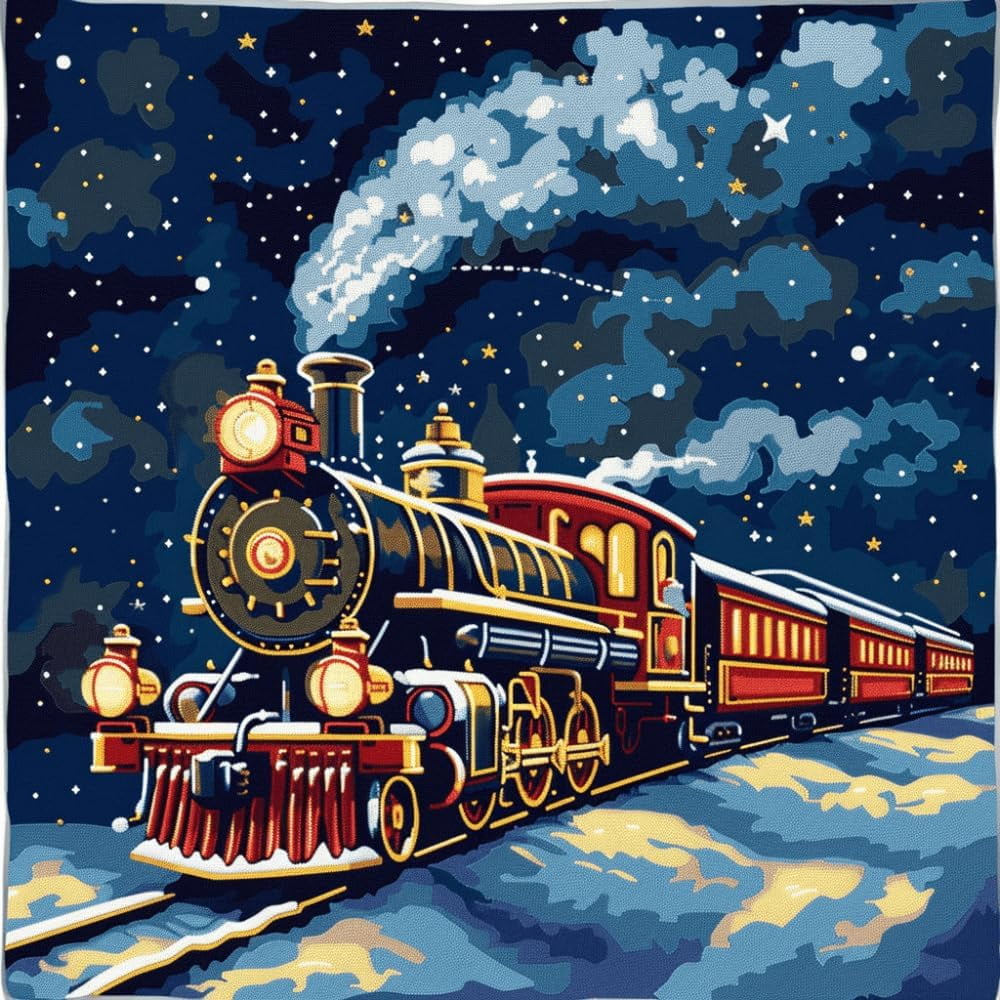 Latch Hook Pillow Case Kits,Vintage Train 17X17Inch 3D Diy Latch Hook Cushion Cover Kit,Knitting Kits Cushion For Adults And Beginners Rug Making Kit For Starters