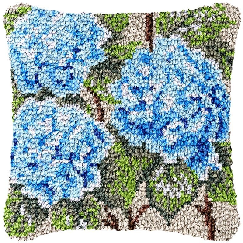 Latch Hook Pillow Cover Kits for DIY Handmade Throw Pillow Cross Stitch Latch Hook Pillowcase Rug Kits with Preprinted Color Pattern Canvas Crochet Yarn Kits 17''X 17''(ch59)
