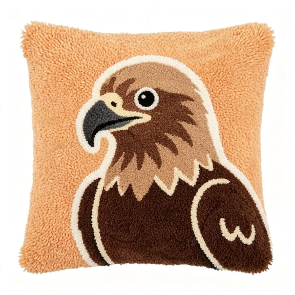 Latch Hook Pillow DIY Kit Beginner, Eagle Friendly Tufted Cushion Craft Set Home Decor & Handmade Gift
