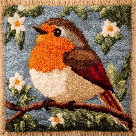 Latch Hook Pillow Kit -Bird Embroidery Art Craft Kit - All Ages - Unisex - 43X43Cm - Modern Style - Non-Foldable