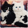 thumbnail image 1 of Latch Hook Pillow Kit -Black Cat And White Cat Embroidery Art Craft Kit - All Ages - Unisex - 43X43Cm - Modern Style - Non-Foldable, 1 of 7