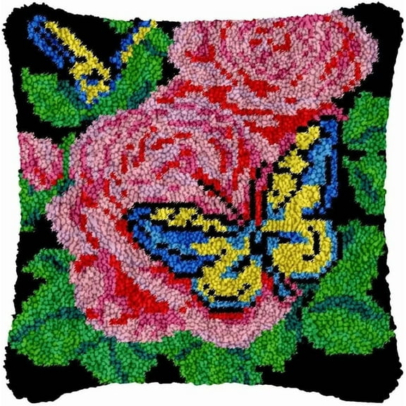 Latch Hook Pillow Kit, DIY Pillow Making Kit for Adults Kids, Pillow Making Kits, Cross Stitch Kit Carpet Making Cushion Needlework for Beginners, Home Decor, Brown Owl 43*43cm