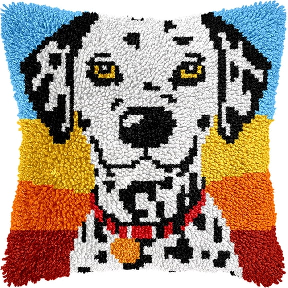 Latch Hook Pillow Kit -Dog Embroidery Art Craft Kit - All Ages - Unisex - 43X43Cm - Modern Style - Non-Foldable