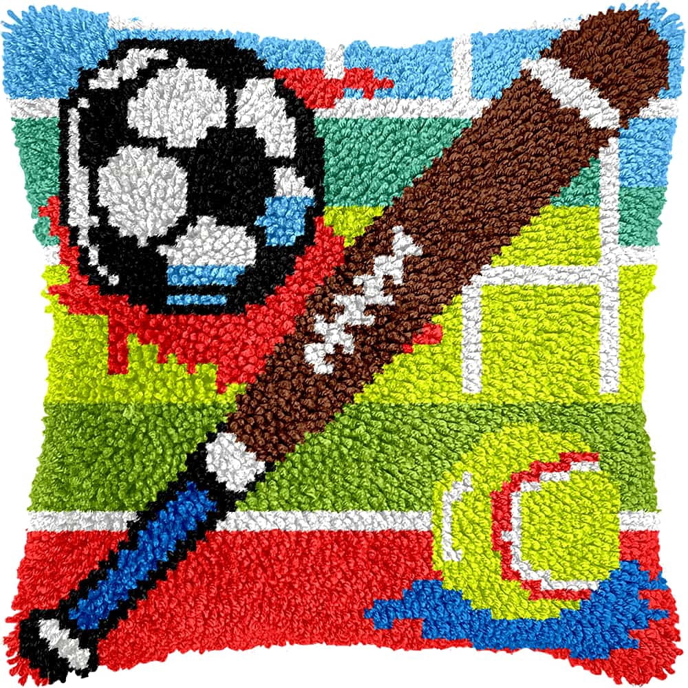 Latch Hook Pillow Kits For Adults Beginners Ball 17X17 In Diy Pre-Printed Latch Hook Rug Carpet Cushion Kits Cross-Stitch Embroidery Cushion Embroidered Pillow For Home Sofa