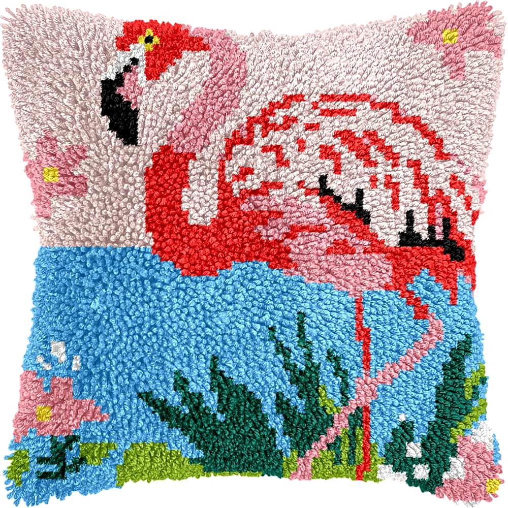 Latch Hook Pillow Kits For Adults Beginners Bird 17X17 In Diy Pre-Printed Latch Hook Rug Carpet Cushion Kits Cross-Stitch Embroidery Cushion Embroidered Pillow For Home Sofa