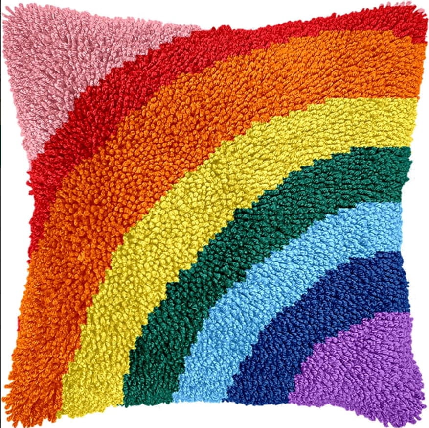 Latch Hook Pillow Kits For Adults Beginners Cartoon 17X17 In Diy Pre-Printed Latch Hook Rug Carpet Cushion Kits Cross-Stitch Embroidery Cushion Embroidered Pillow For Home Sofa