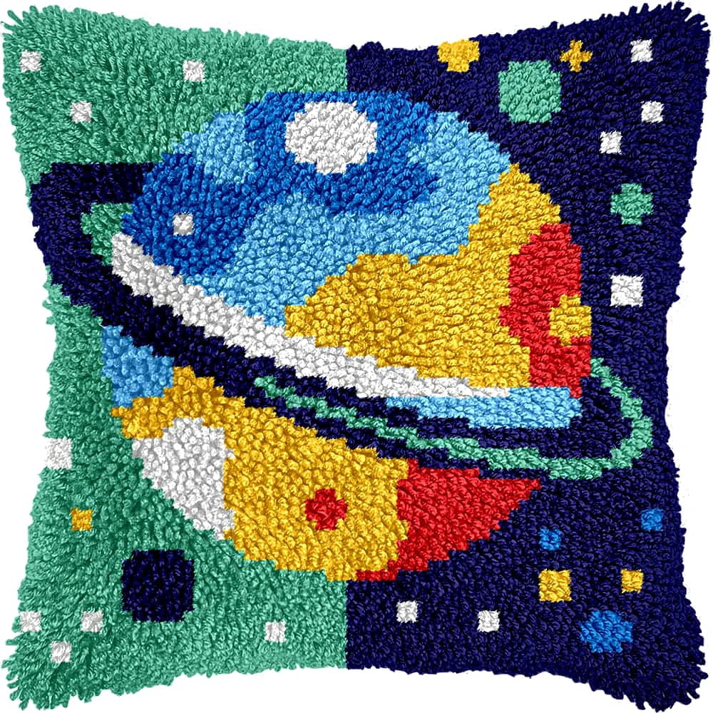 Latch Hook Pillow Kits For Adults Beginners Cartoon 17X17 In Diy Pre-Printed Latch Hook Rug Carpet Cushion Kits Cross-Stitch Embroidery Cushion Embroidered Pillow For Home Sofa