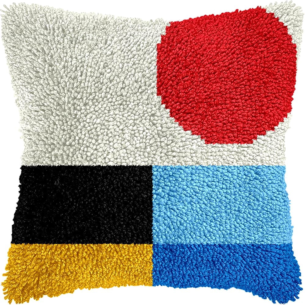 Latch Hook Pillow Kits For Adults Beginners Color Block Cartoon 17X17 In Diy Pre-Printed Latch Hook Rug Carpet Cushion Kits Cross-Stitch Embroidery Cushion Embroidered Pillow For Home Sofa