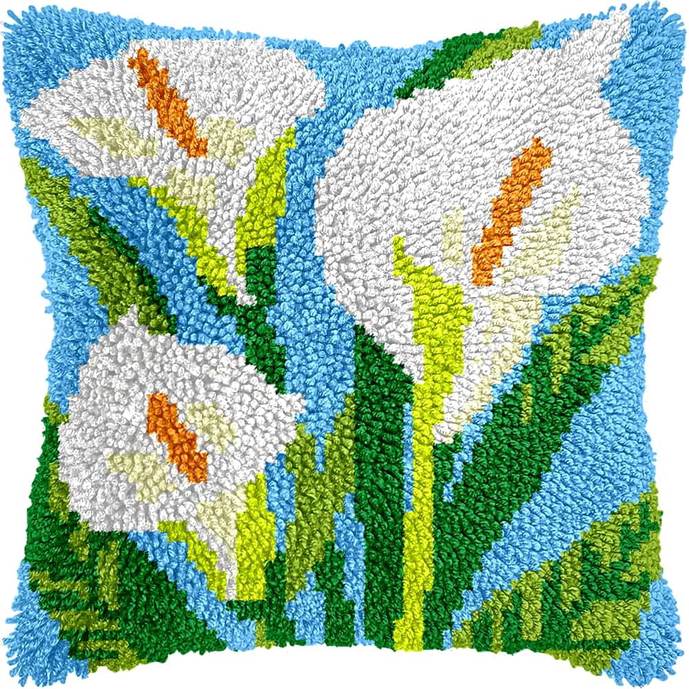 Latch Hook Pillow Kits For Adults Beginners Flowers 17X17 In Diy Pre-Printed Latch Hook Rug Carpet Cushion Kits Cross-Stitch Embroidery Cushion Embroidered Pillow For Home Sofa